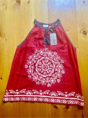 Natural Life Red Sleeveless Boho Medallion Tank Top